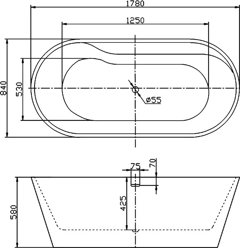 Акриловая ванна BelBagno BB14 180x85 см, отдельностоящая, белая, овальная Sancos — официальный сайт