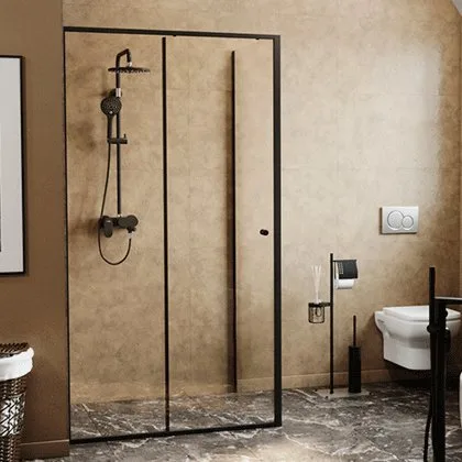Душевая дверь в нишу Wasserkraft Dill 61S05 120 см, профиль матовый черный, стекло прозрачное Sancos — официальный сайт