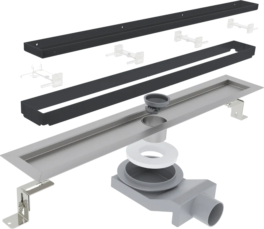 Душевой трап (лоток) Plumberia Selection PST In-Tile 70 см, черный матовый Sancos — официальный сайт