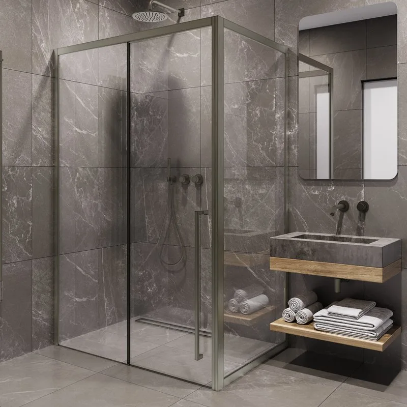 Душевой уголок Timo TDSS-130/13C-8R + TSS-1000/13C-8 130x100 см, профиль никель, стекло прозрачное Sancos — официальный сайт