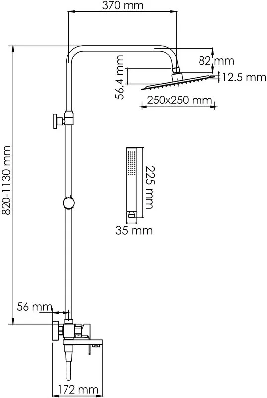 Душевая стойка Wasserkraft Abens 2000 A277.255.218.BM, черная Sancos — официальный сайт
