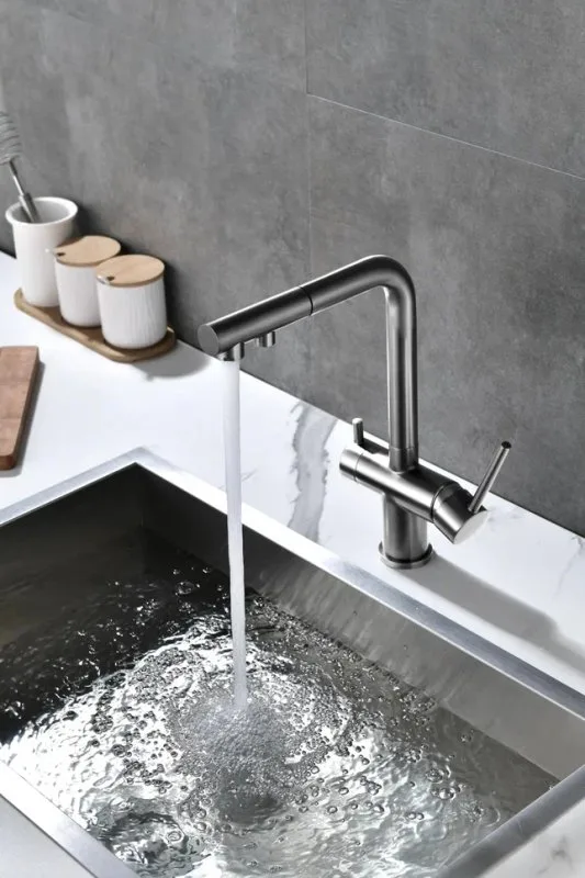 Смеситель для кухни Paulmark Serpentine Se213222-GM вороненая сталь Sancos — официальный сайт