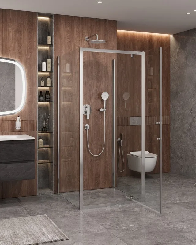 Душевой уголок Cezares Molveno BA2 90+90 C Cr IV 90х90 см, профиль хром, стекло прозрачное Sancos — официальный сайт