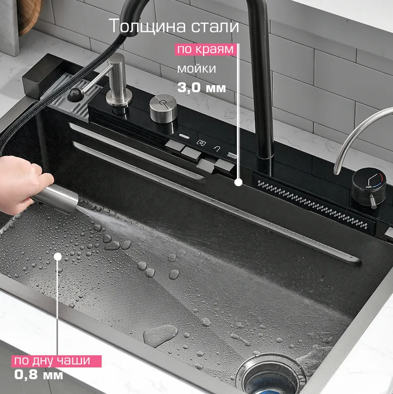 Мойка кухонная Esbano Cascade-5 с сифоном Sancos — официальный сайт