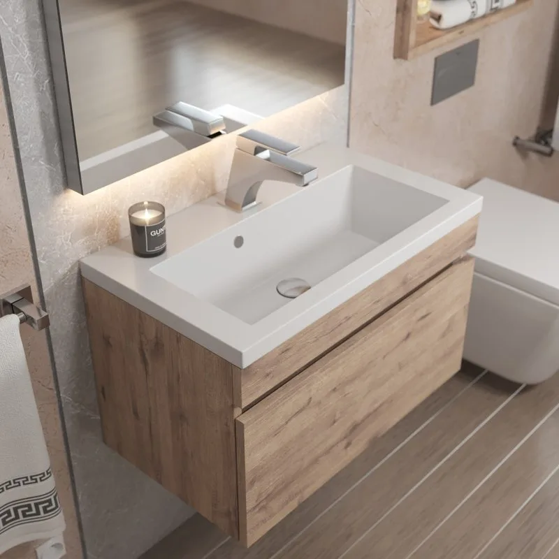 Тумба под раковину без столешницы Uperwood Eva 60 подвесная, 1 ящик, крафт табачный Sancos — официальный сайт