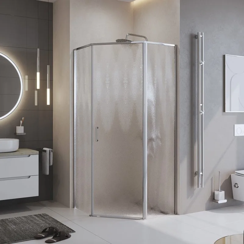 Душевой уголок BelBagno Uno UNO-195-P-1-90-CH-CR стекло рифленое Sancos — официальный сайт
