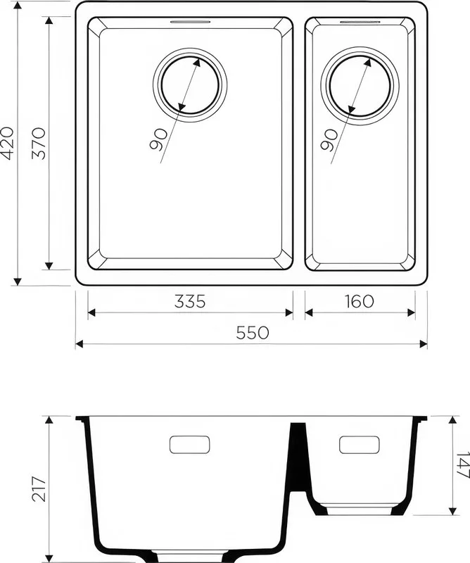 Мойка кухонная Omoikiri Kata 55-2-U-GR leningrad grey Sancos — официальный сайт
