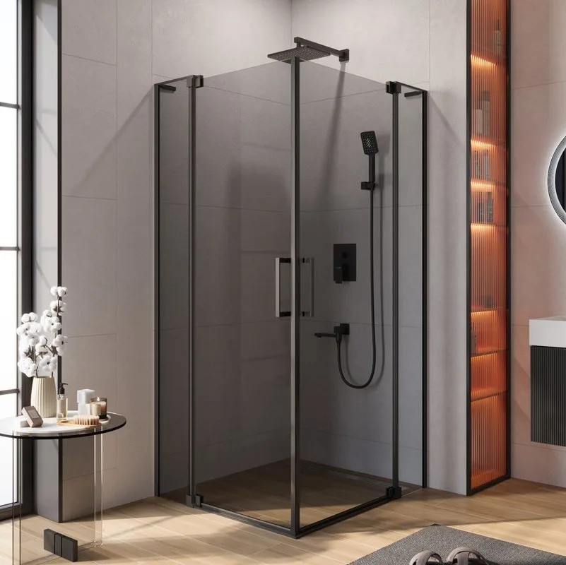 Душевой уголок Cezares Slider A 2 100/110 Grigio Nero профиль черный, стекло серое Sancos — официальный сайт