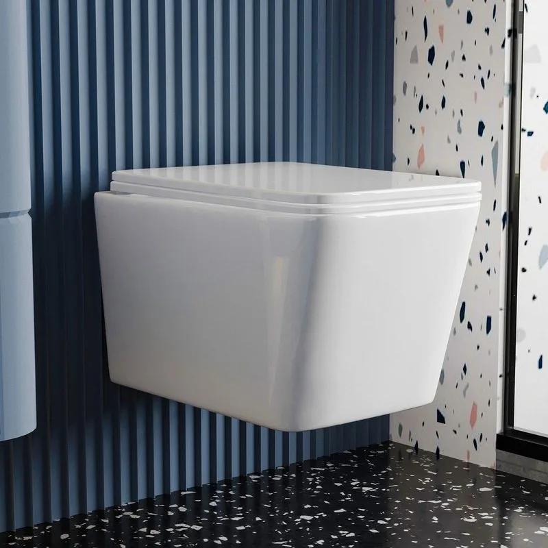 Унитаз подвесной Abber Rechteck AC1201T безободковый, с микролифтом, белый Sancos — официальный сайт
