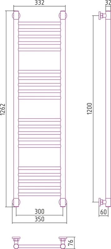 Полотенцесушитель водяной Сунержа Богема + 120x30, прямая Sancos — официальный сайт