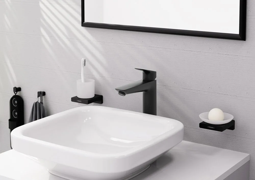 Смеситель для раковины Hansgrohe Logis 71090670 матовый черный Sancos — официальный сайт