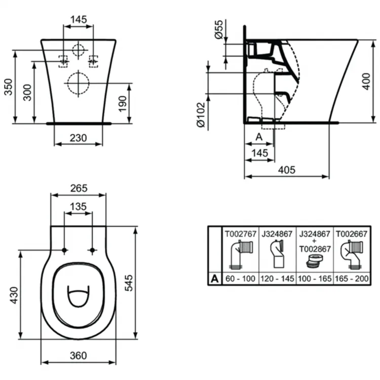 Чаша для унитаза приставного Ideal Standard Connect Air AquaBlade E004201 Sancos — официальный сайт