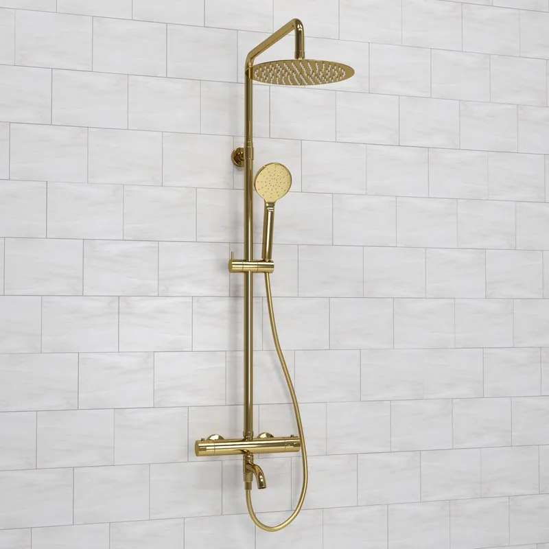 Душевая стойка Wasserkraft Sauer A188.208.207.PG Thermo, с термостатом, золото Sancos — официальный сайт