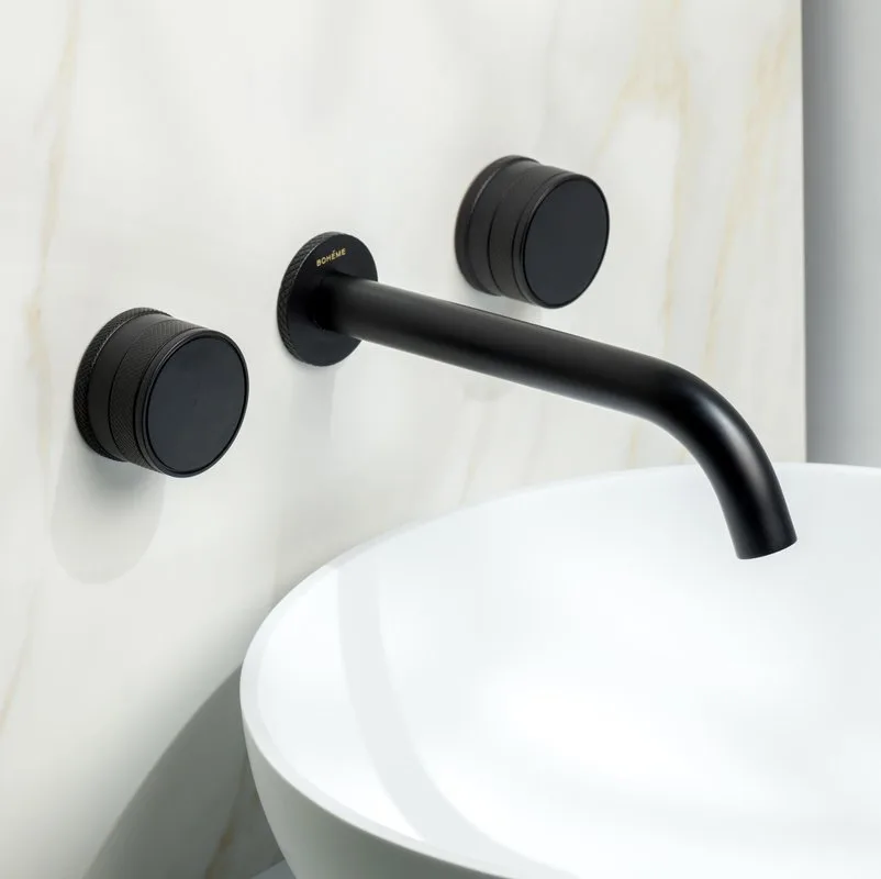 Смеситель для раковины Boheme Prestige 152-2-B-PR С ВНУТРЕННЕЙ ЧАСТЬЮ, черный Sancos — официальный сайт