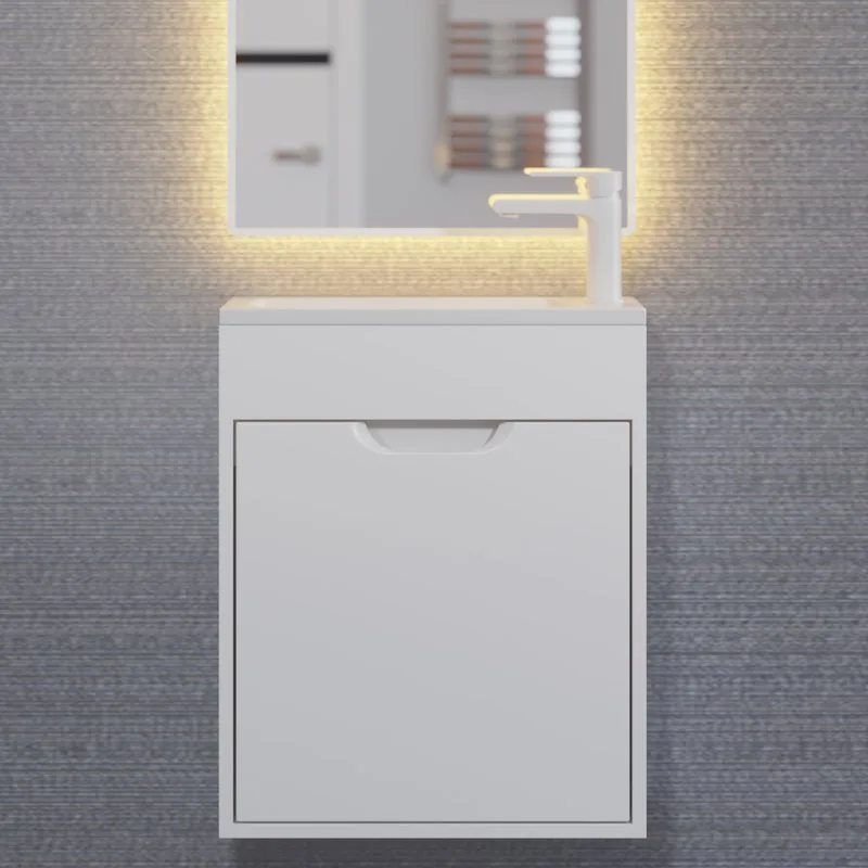 Тумба под раковину без столешницы Uperwood Modul 50 подвесная, 1 дверца, матовая белая Sancos — официальный сайт