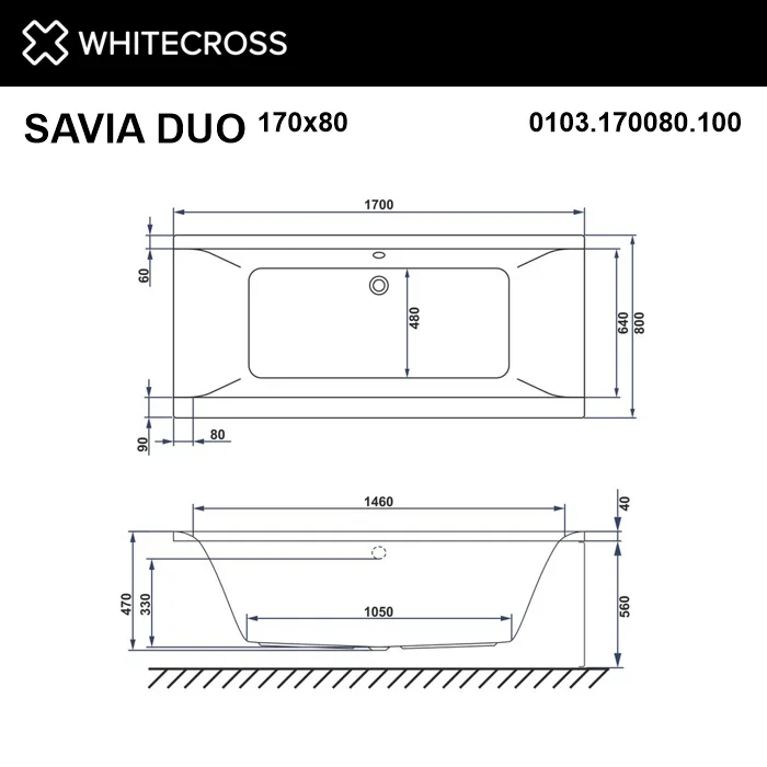 Акриловая ванна WHITECROSS Savia Duo 170x80 см, пристенная, белая Sancos — официальный сайт