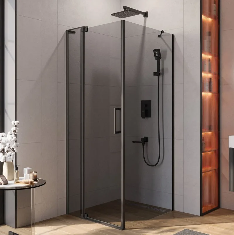Душевой уголок Cezares Slider AH 1 90-70/80 Grigio Nero профиль черный, стекло серое Sancos — официальный сайт