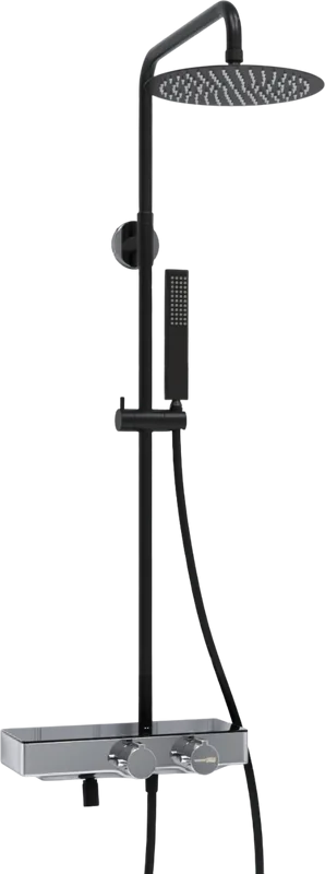 Душевая стойка Wasserkraft Abens 2000 A114.258.218.CB Thermo, с термостатом, черная Sancos — официальный сайт