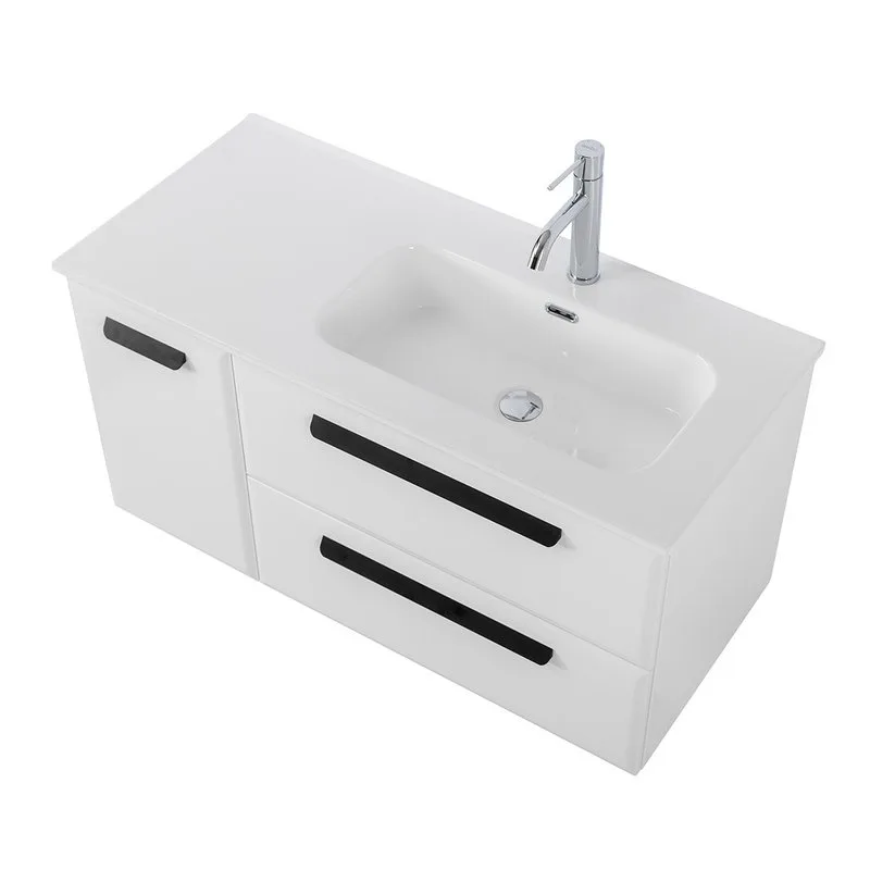 Тумба под раковину без столешницы Cezares Eco Cer-N 100 R 2 ящика, 1 дверца, bianco lucido, ручки ма Sancos — официальный сайт