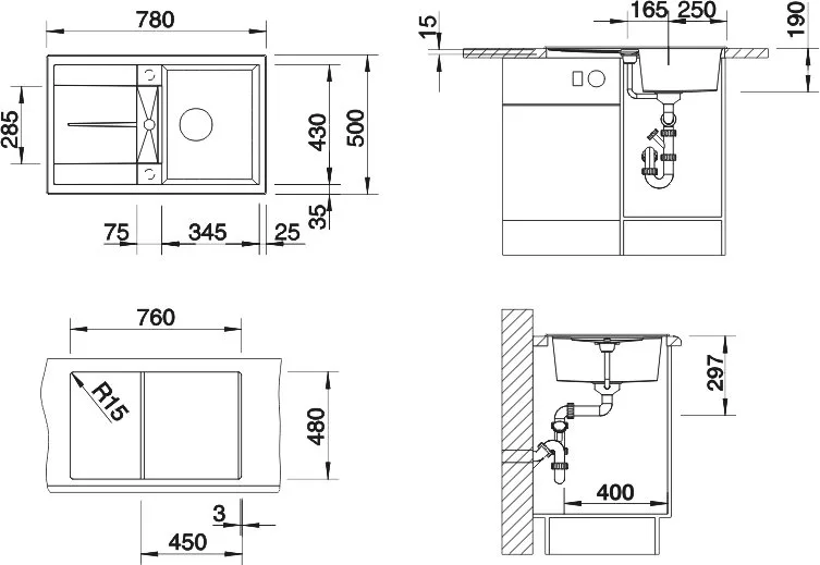 Мойка кухонная Blanco Metra 45S 525914 черная Sancos — официальный сайт